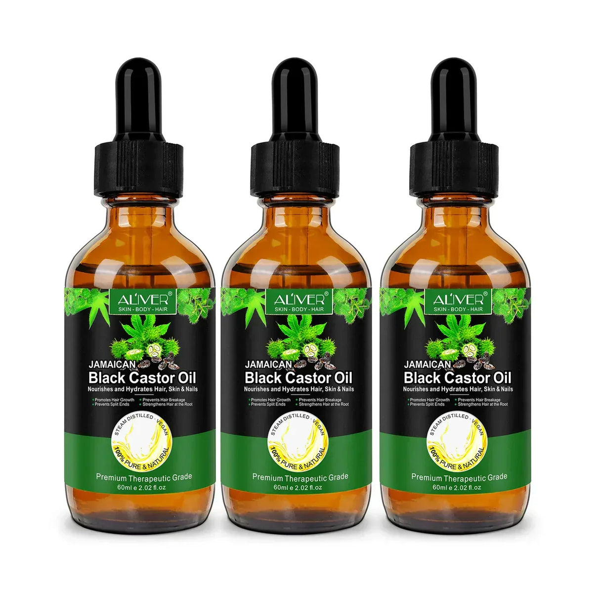 Aliver 100% Pure & Natural Jamaican Black Castor Oil Promotes hair growth，Prevent hair damage