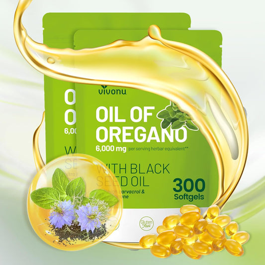 Oil of Oregano Capsules, Balanced Oil of Oregano with Black Seed Oil, Softgels, Non-GMO