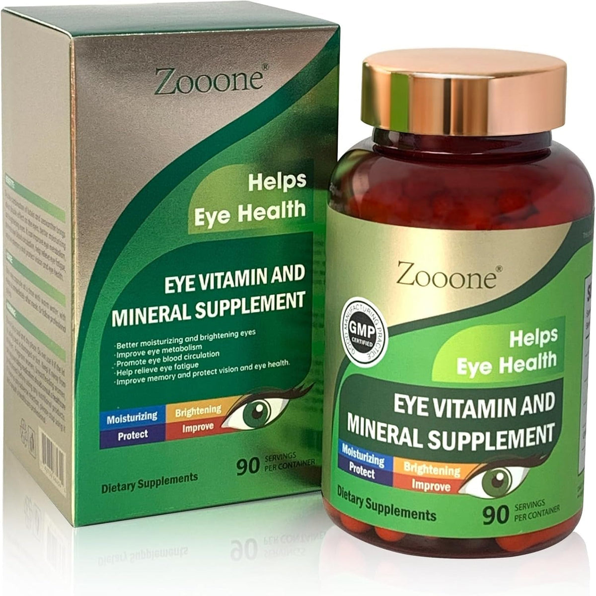 Zooone Lutein Eye Vitamins Supplement 90pcs, Lutein & Zeaxanthin for Women Men to Against Macular & Dry Eye