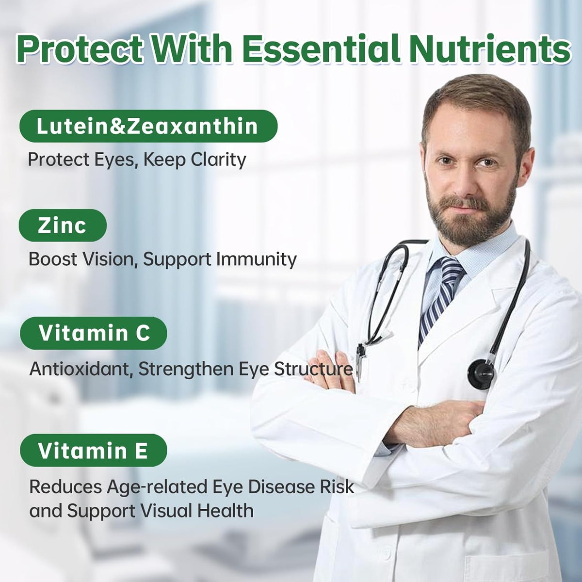 Zooone Lutein Eye Vitamins Supplement 90pcs, Lutein & Zeaxanthin for Women Men to Against Macular & Dry Eye
