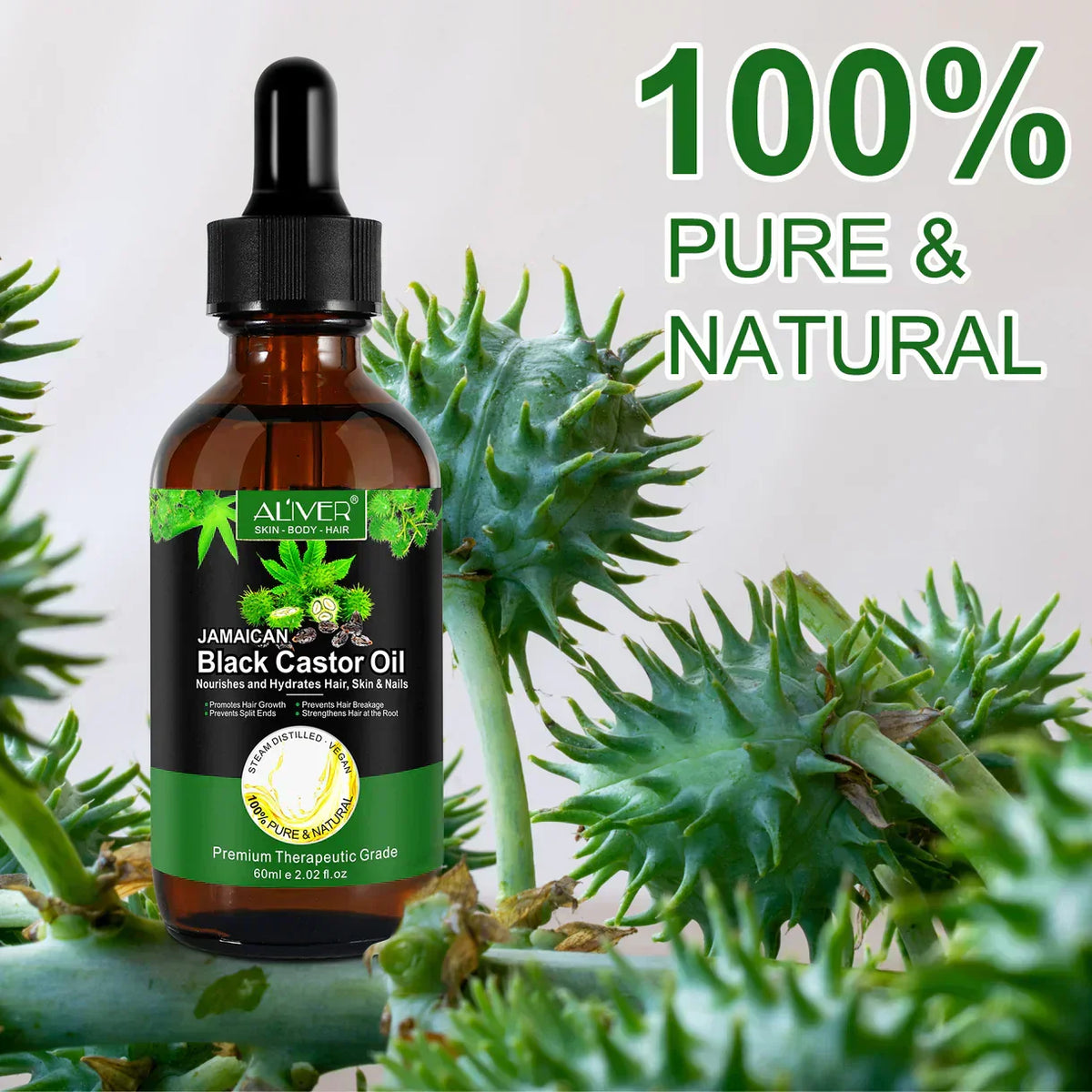 Aliver 100% Pure & Natural Jamaican Black Castor Oil Promotes hair growth，Prevent hair damage