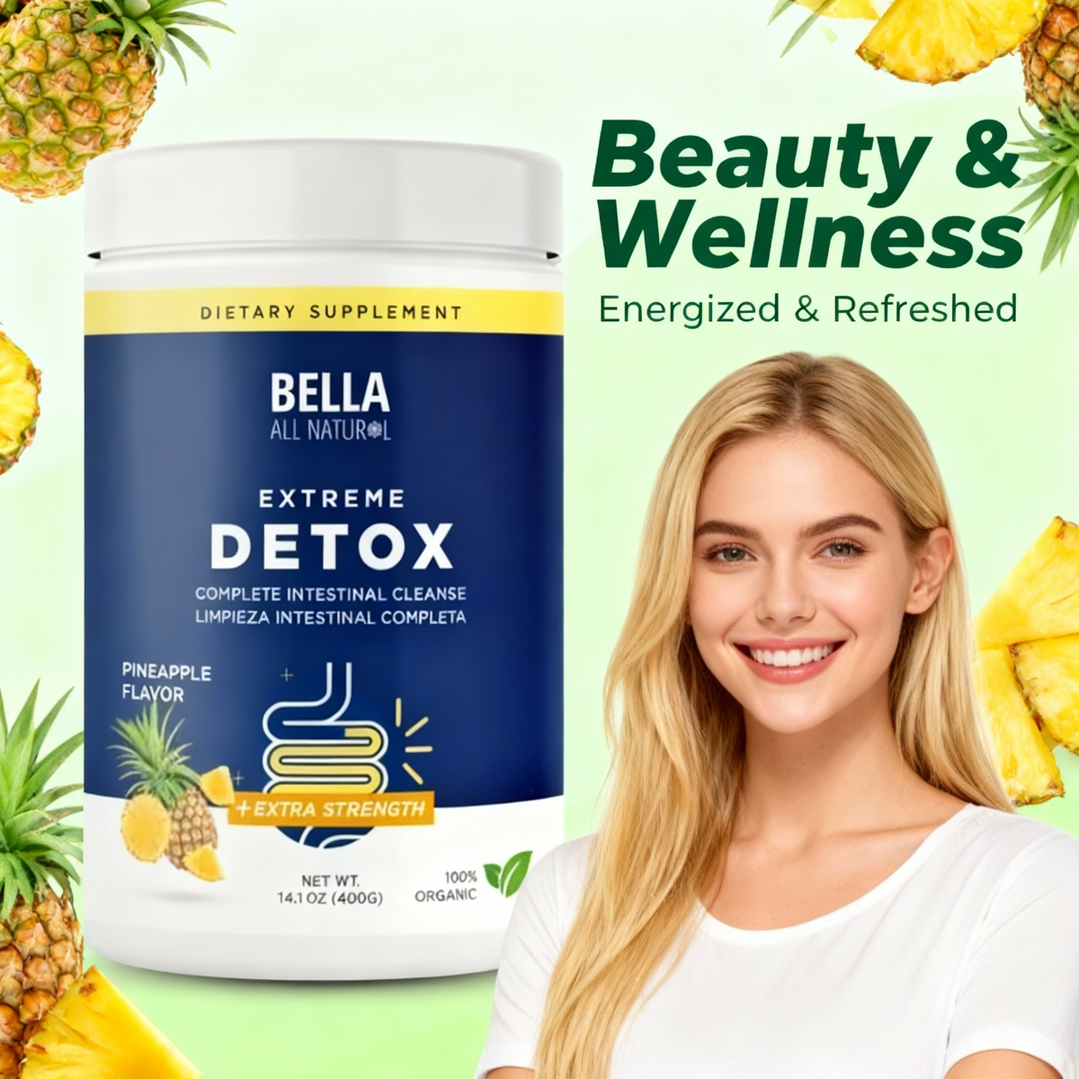 Extreme Detox Powder (Pineapple) – Sleep Balance, Detox & Skin Radiance，No Added Sugar